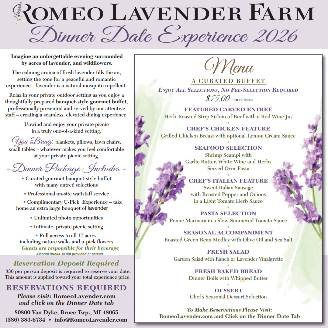 Romeo Lavender Farm Dinner Date
